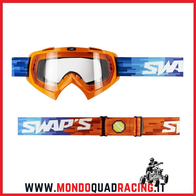 Maschera Cross SWAP'S PIXEL – Arancio – Visiera Trasparente – Mondo Quad  Racing